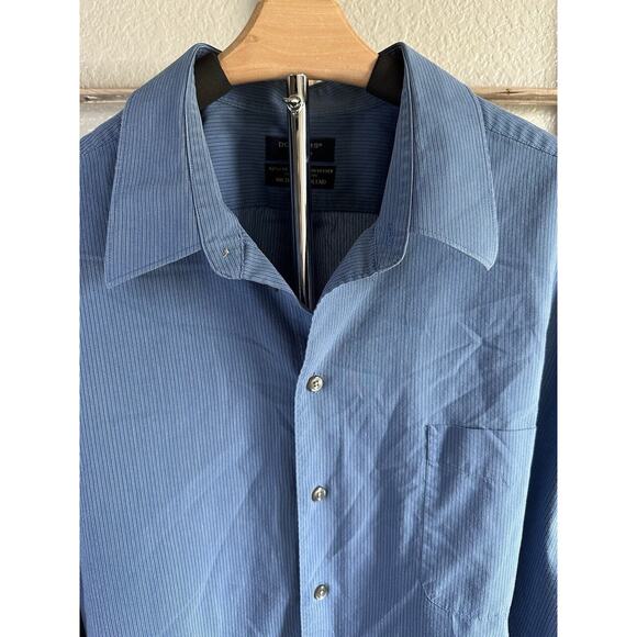 Dockers Men’s Button Down Shirt size XXL Blue Striped Long Sleeve Casual Dressy - Picture 2 of 11